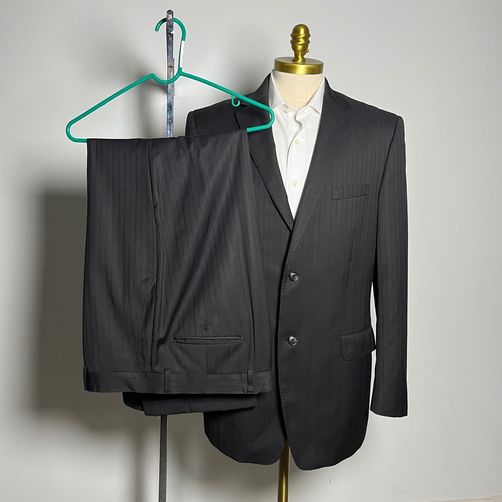 Daniel Hechter Suit Mens 42L 36x31 Brown Pinstripe Two Button Notch Lapel Modern